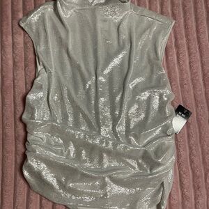 Express Metallic Silver Sleeveless Top